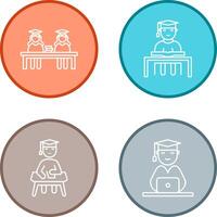 Combined Study and Studying on Desk Icon vector