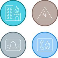 burning building and electricity danger Icon vector