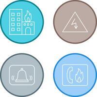 burning building and electricity danger Icon vector