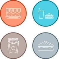 cream cake and lunch bistro Icon vector