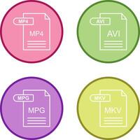 mp4 y avi icono vector