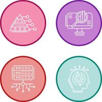 Pyramid Graph and Search Icon vector