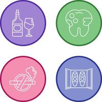 vino y caries icono vector