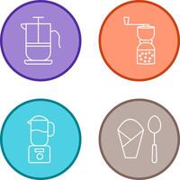 french press and coffee grinder Icon vector