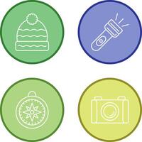 Winter Hat and Flash Light Icon vector