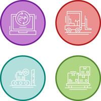 24 hours and forklift Icon vector