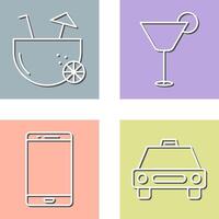 coconut drink and cocktail drink Icon vector