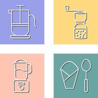 french press and coffee grinder Icon vector