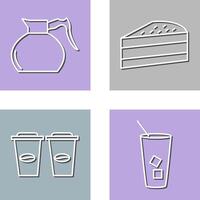 pastel rebanada y café maceta icono vector