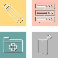 usb drive and server Icon vector