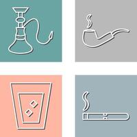 hookah and lit smoking pipe Icon vector