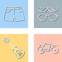hipster estilo y pantalones cortos icono vector
