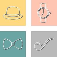 Hat and Watch Icon vector