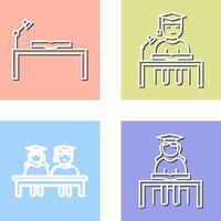 study desk and studying on desk Icon vector