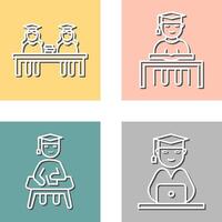 Combined Study and Studying on Desk Icon vector