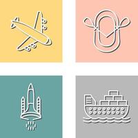 Landing Airplane and Dinghy Icon vector