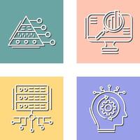 Pyramid Graph and Search Icon vector