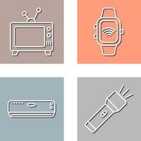 televisión y inteligente reloj icono vector