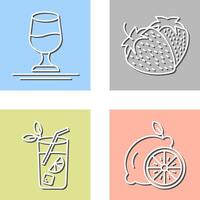 vino y fresa icono vector