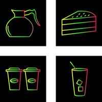 cake slice and coffee pot Icon vector