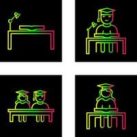 study desk and studying on desk Icon vector