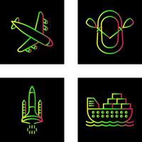 Landing Airplane and Dinghy Icon vector