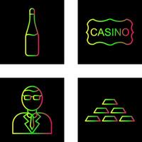 champán botella y casino firmar icono vector