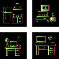 cocina y dormitorio icono vector