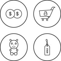 coins and unlock cart Icon vector