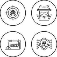 Bug Target and Hacker Icon vector