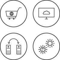 global compras y nube sistema icono vector