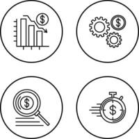 Chart Down and Settings Icon vector