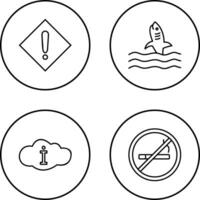 caution sign and dangerous shark Icon vector