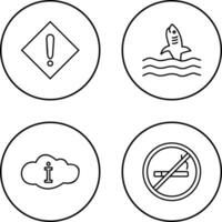 caution sign and dangerous shark Icon vector