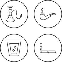 hookah and lit smoking pipe Icon vector