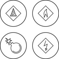 under construction and flammable material Icon vector