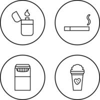 lighter and lit cigarette Icon vector