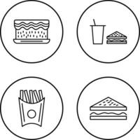 cream cake and lunch bistro Icon vector