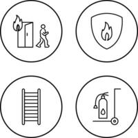 running from fire and fire shield Icon vector