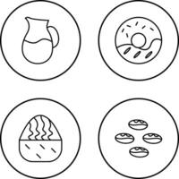 milk jug and cream doughnut Icon vector