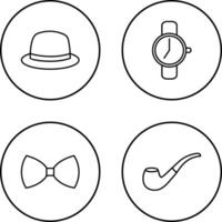 sombrero y reloj icono vector
