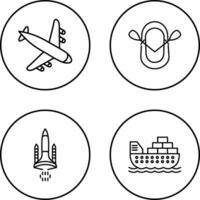 Landing Airplane and Dinghy Icon vector