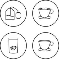 tea bag and creamy coffee Icon vector