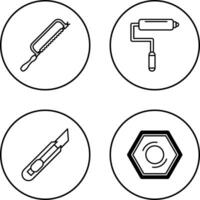 Hacksaw and Paint Roller Icon vector