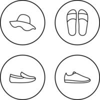 sombrero y zapatillas icono vector