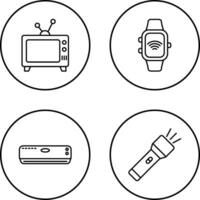 televisión y inteligente reloj icono vector