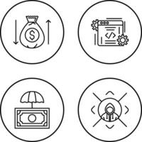 dinero bolso y codificación icono vector