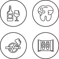 vino y caries icono vector