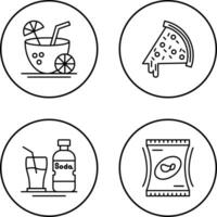 Pizza Slice and Coconut Drink Icon vector