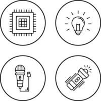 Processor and Light Bulb Icon vector